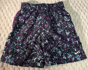 Nike Kids Training Shorts Size M Purple Teal Abstract Print Standard Fit NWT